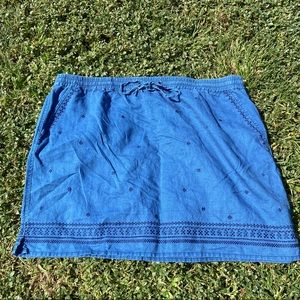 J Crew Blue Embroidered Skirt